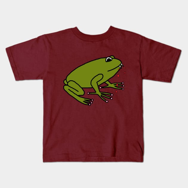 Animals with Sharp Teeth Green Frog Kids T-Shirt by ellenhenryart